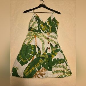 Farm Rio Tropical Forest Off-White Mini Dress XS
